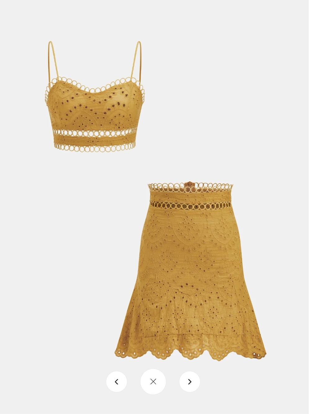 NWT Commense Eyelet Embroidered Cami Top & Skirt Set Sz Mp
